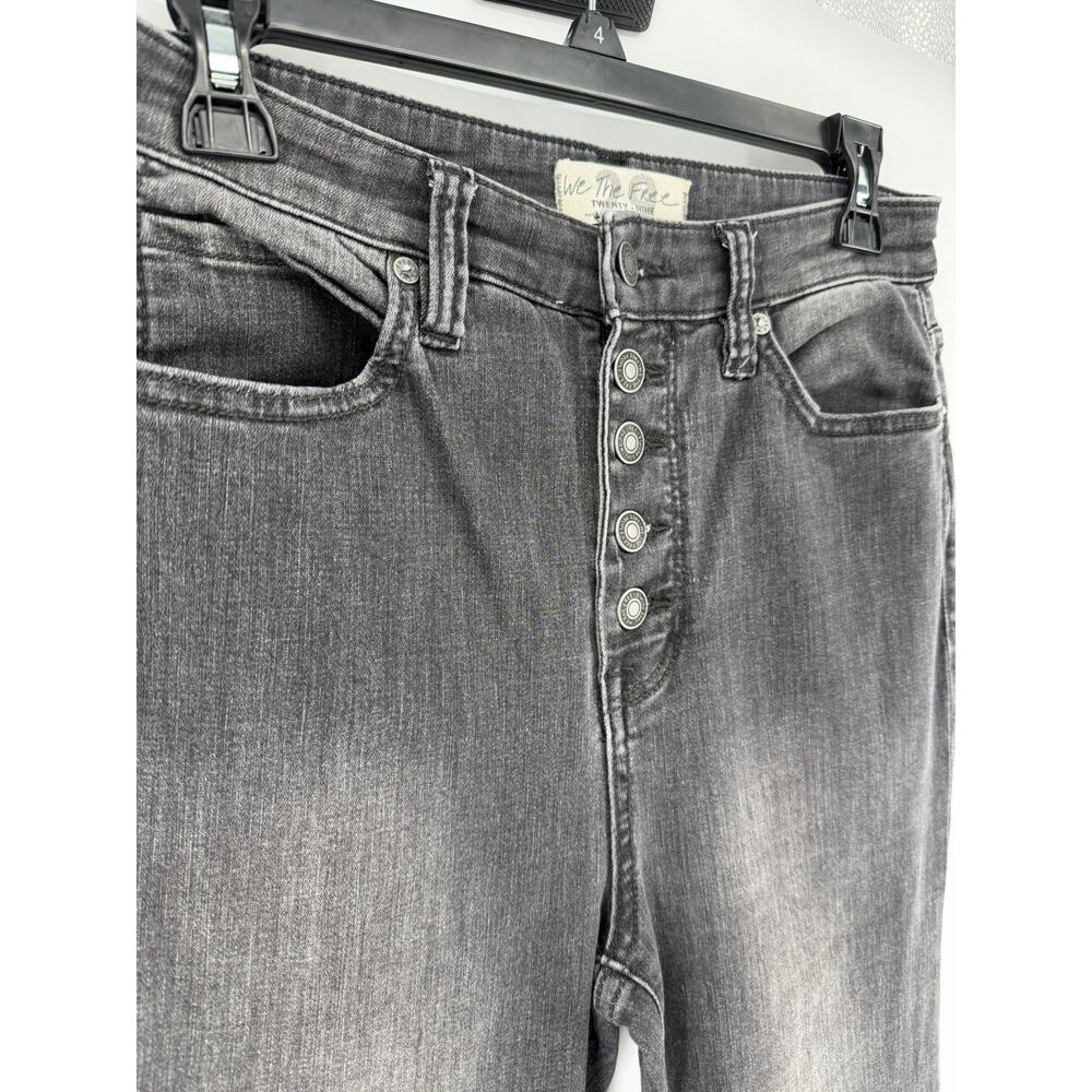 FREE PEOPLE IRREPLACEABLE FLARE Sz 29 Faded Black Button Fly High Waisted Jeans - Picture 4 of 8